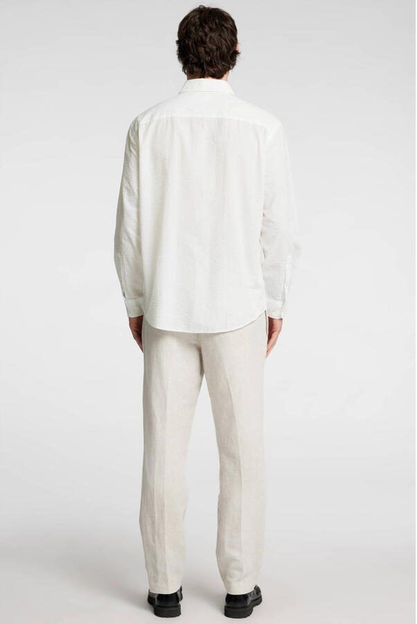 Selected regular casual overhemd ecru seersucker - Foto 2