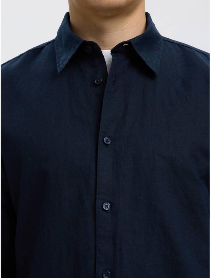 Selected Homme regular fit vrijetijdsoverhemd van mix van katoen en linnen model 'CLAY LINENBLEND' - Foto 4