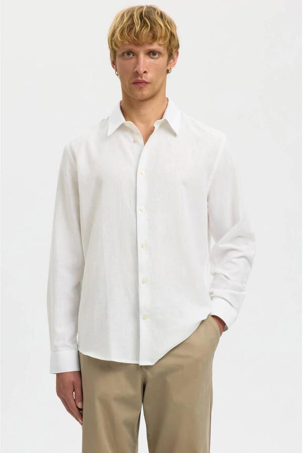 Selected Homme regular fit vrijetijdsoverhemd van mix van katoen en linnen model 'CLAY LINENBLEND' - Foto 5