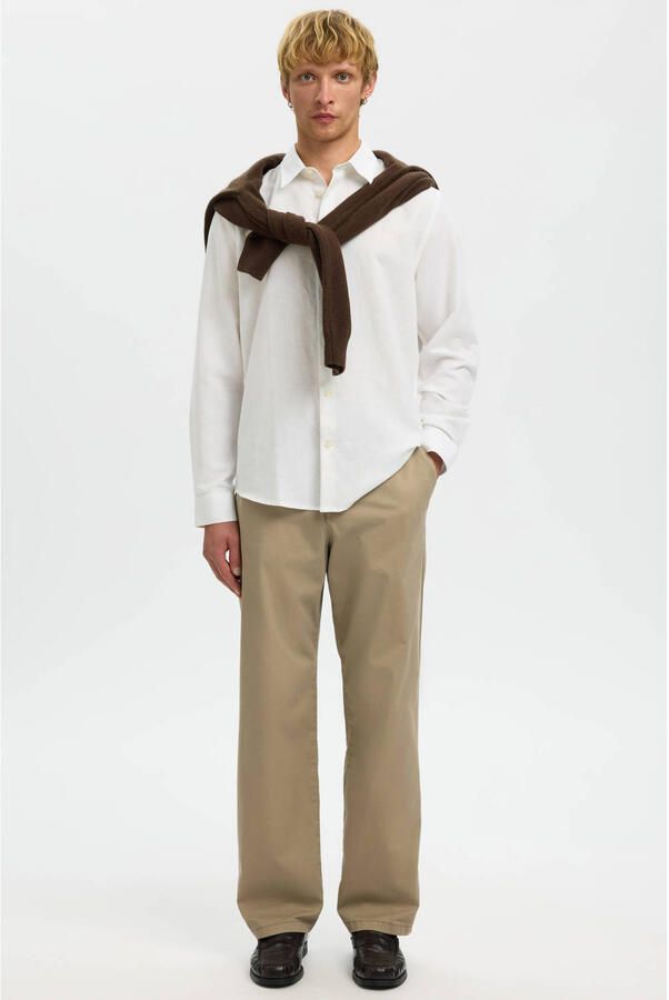 Selected Homme regular fit vrijetijdsoverhemd van mix van katoen en linnen model 'CLAY LINENBLEND' - Foto 6