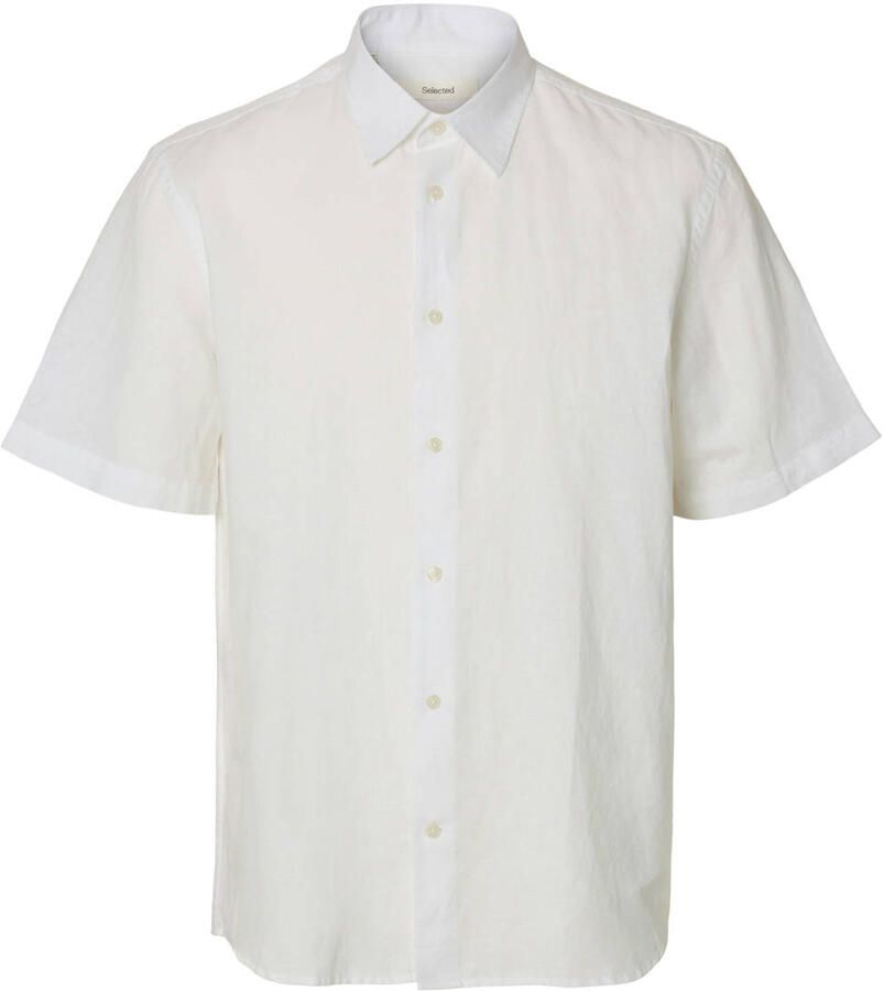 Selected regular casual overhemd met linnen wit