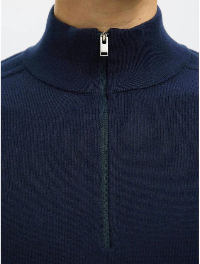 SELECTED MEN Heren Truien & Vesten Slhberg Half Zip Cardigan Noos Donkerblauw - Foto 6
