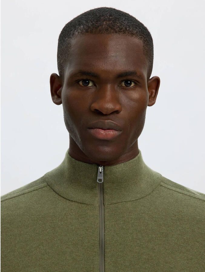 SELECTED MEN Heren Truien & Vesten Slhberg Half Zip Cardigan Noos Groen - Foto 5