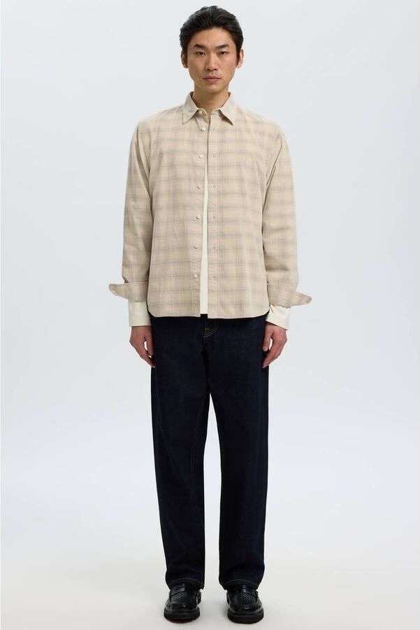 Selected regular fit geruit overhemd beige - Foto 3
