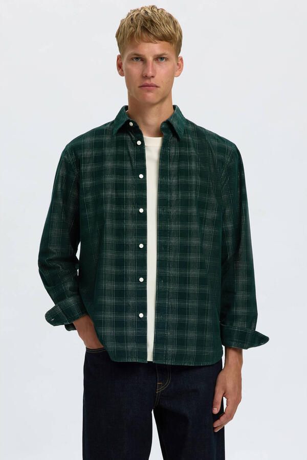 Selected Overhemd Lange Mouw RegClaus Cord Shirt Pine Grove Egret