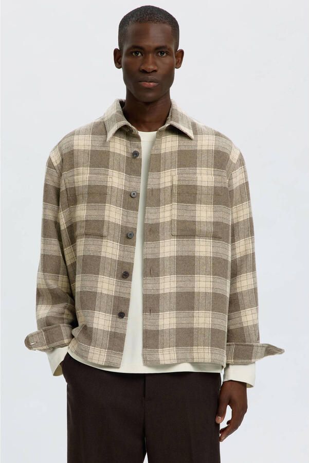 Selected Regular fit vrijetijdsoverhemd met mix van wol en viscose model 'OLE PABLO'