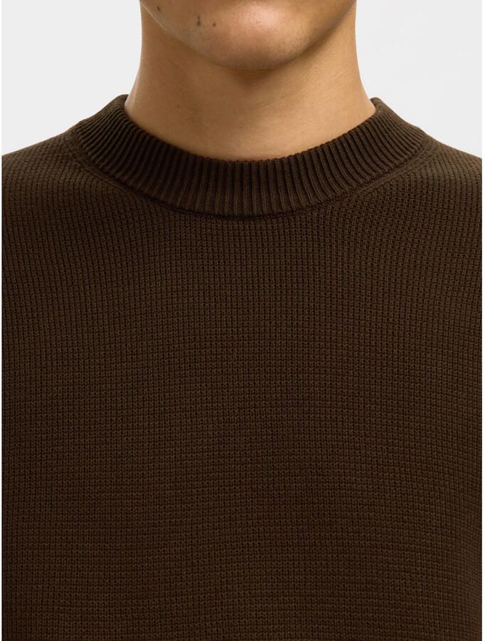 SELECTED MEN Heren Truien & Vesten Slhdane Ls Knit Structure Crew Neck Noos Bruin - Foto 6