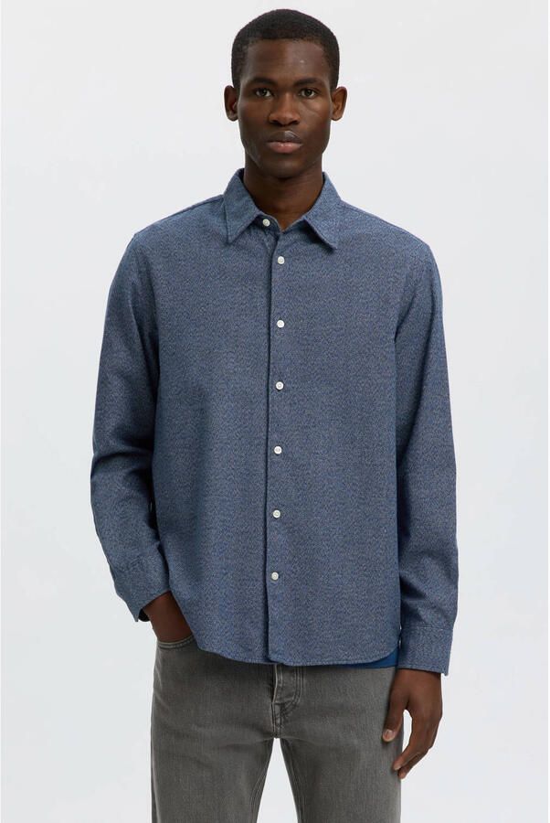 Selected regular fit overhemd blauw