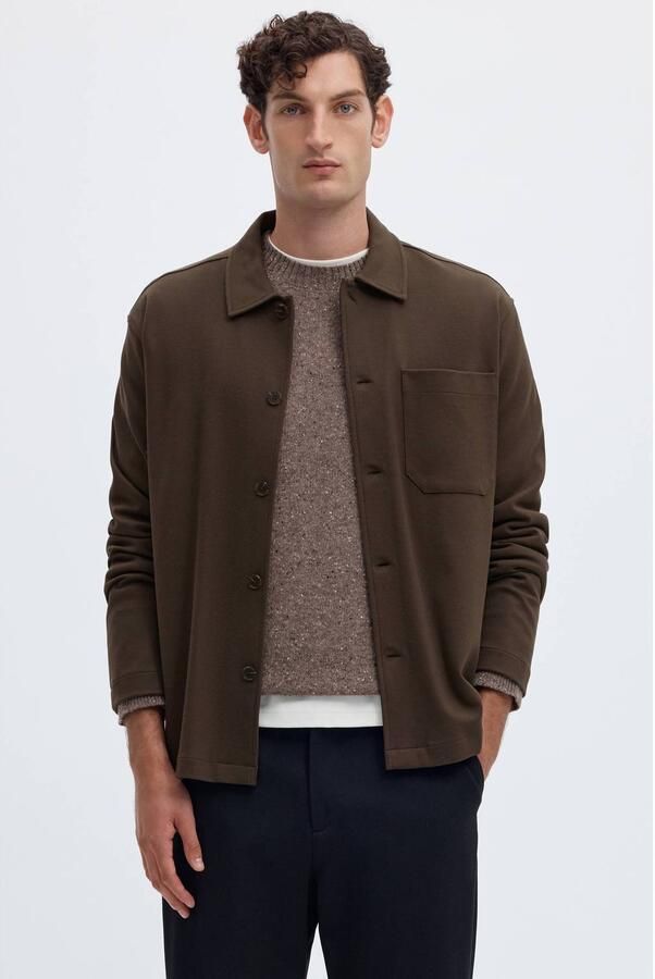 SELECTED MEN Heren Overshirts Slmsol Ls Overshirt Bruin