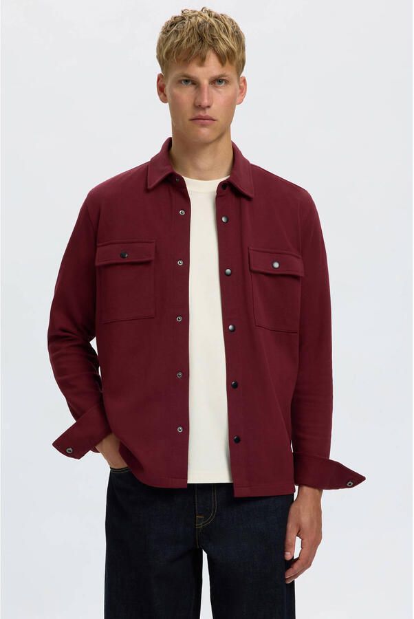 Selected regular fit overshirt donkerrood