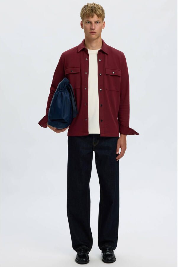 Selected regular fit overshirt donkerrood - Foto 2