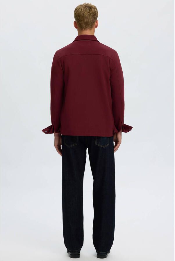 Selected regular fit overshirt donkerrood - Foto 3