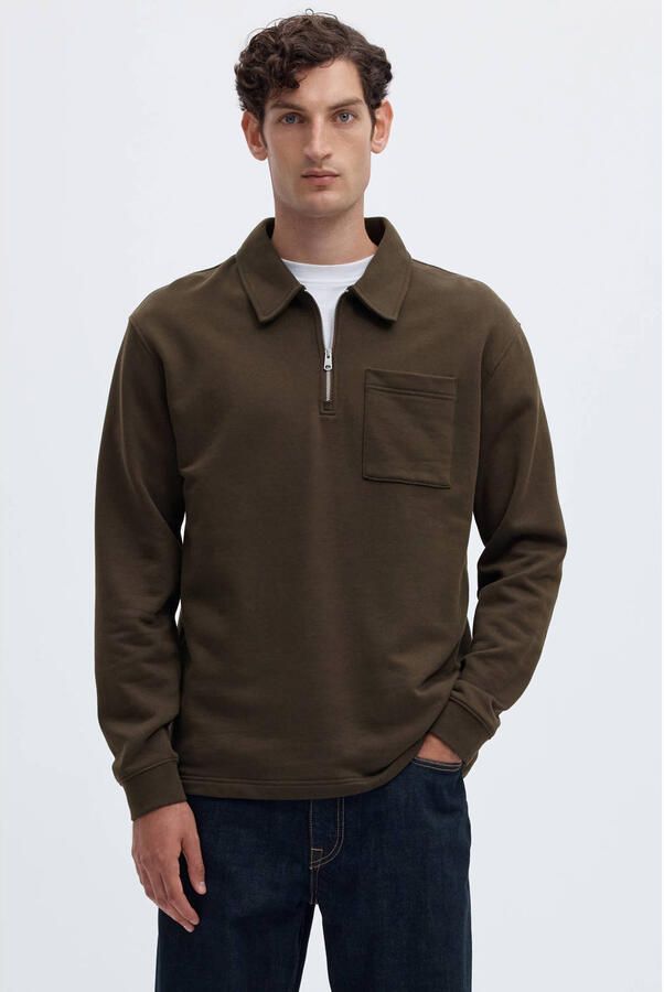 SELECTED MEN Heren Truien & Vesten Slmscott Ls Half Zip Sweat Bruin - Foto 5