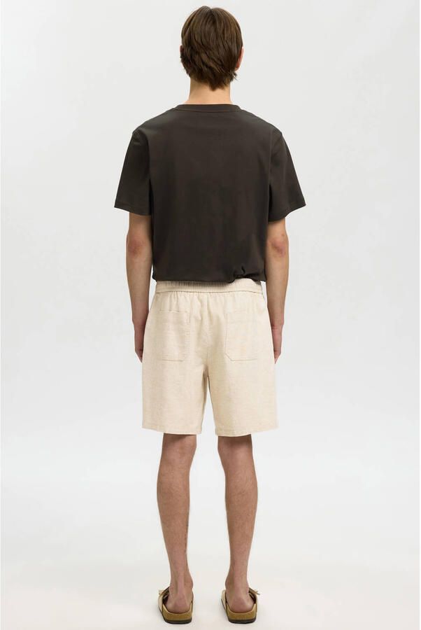 Selected regular linnen korte broek beige - Foto 2