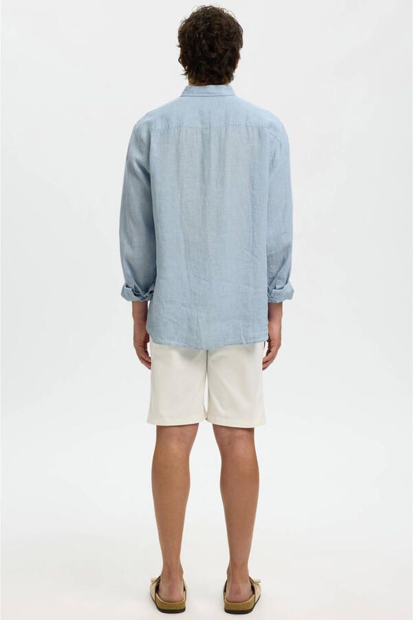 Selected regular linnen overhemd blauw - Foto 3