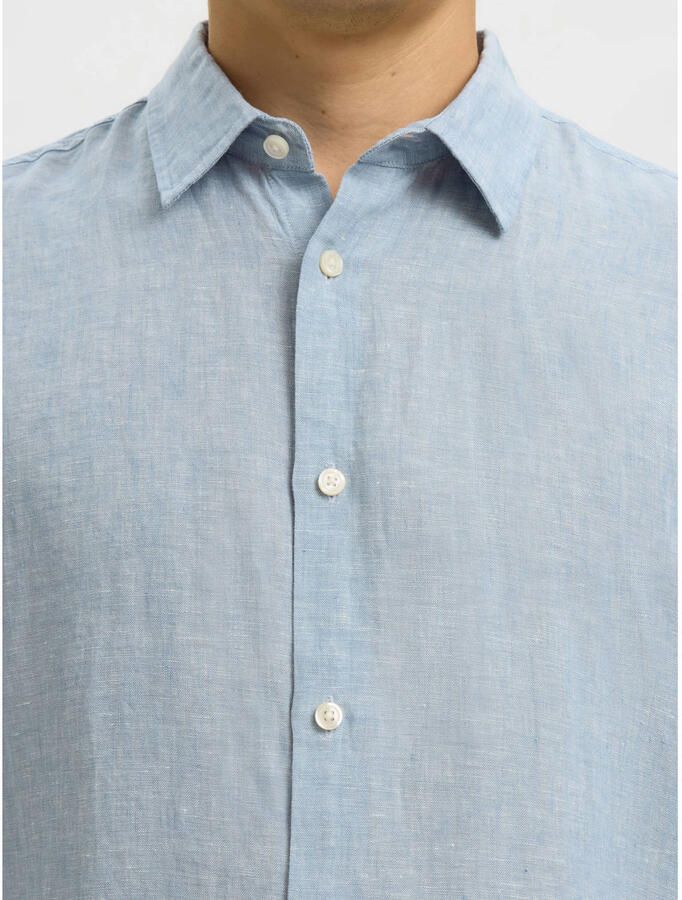 Selected regular linnen overhemd blauw - Foto 2