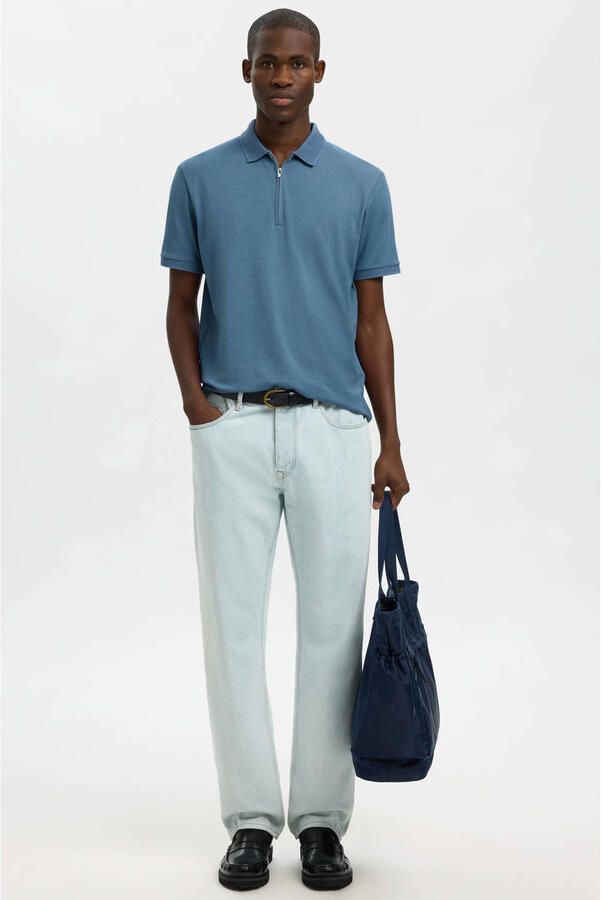 Selected Homme Regular fit Poloshirt van Mix van biologisch katoen Model 'FAVE' - Foto 3