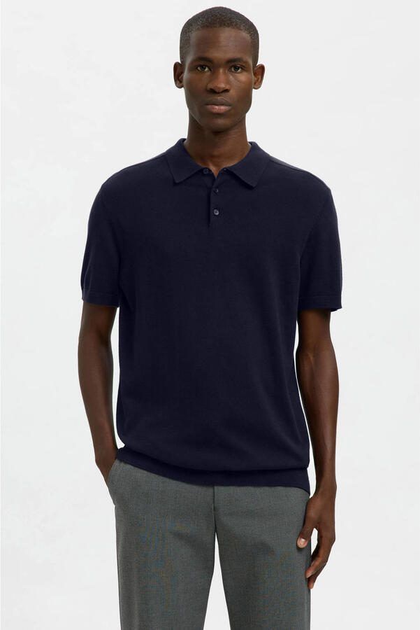SELECTED MEN Heren Polo's & T-shirts Slhberg Ss Knit Polo Noos Donkerblauw - Foto 7