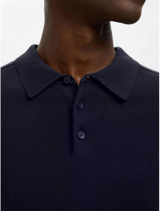 SELECTED MEN Heren Polo's & T-shirts Slhberg Ss Knit Polo Noos Donkerblauw - Foto 6