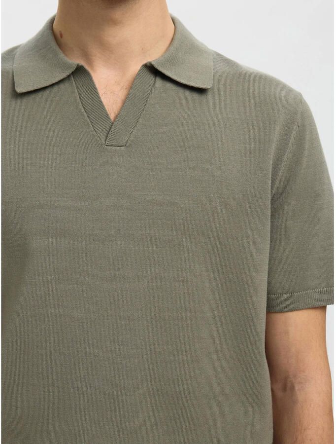 Selected regular polo gebreid groen - Foto 2