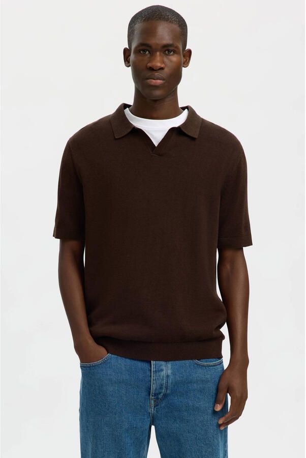 Selected Homme regular fit poloshirt van mix van katoen en linnen model 'MATTIS' - Foto 5