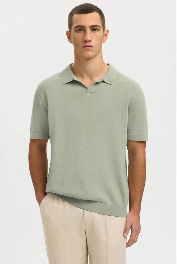 Selected Homme regular fit poloshirt van mix van katoen en linnen model 'MATTIS' - Foto 5