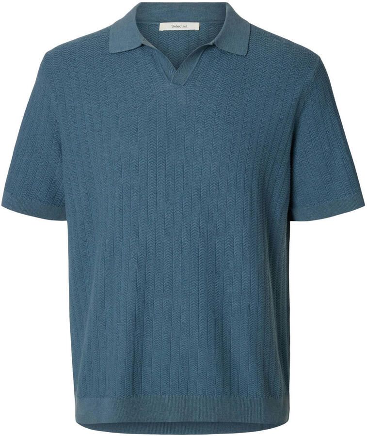 Selected Homme regular fit poloshirt van mix van katoen en linnen model 'MATTIS'