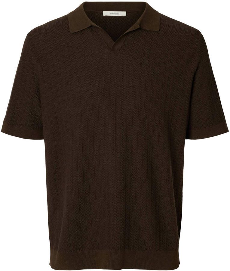 Selected Homme regular fit poloshirt van mix van katoen en linnen model 'MATTIS'