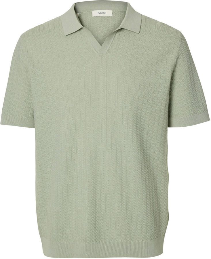 Selected Homme regular fit poloshirt van mix van katoen en linnen model 'MATTIS'