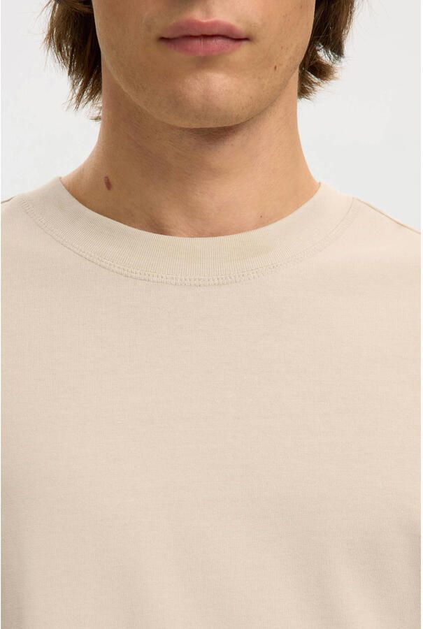 SELECTED MEN Heren Polo's & T-shirts Slhrelaxaspen 2-ply Ss O-neck Noos Beige - Foto 6