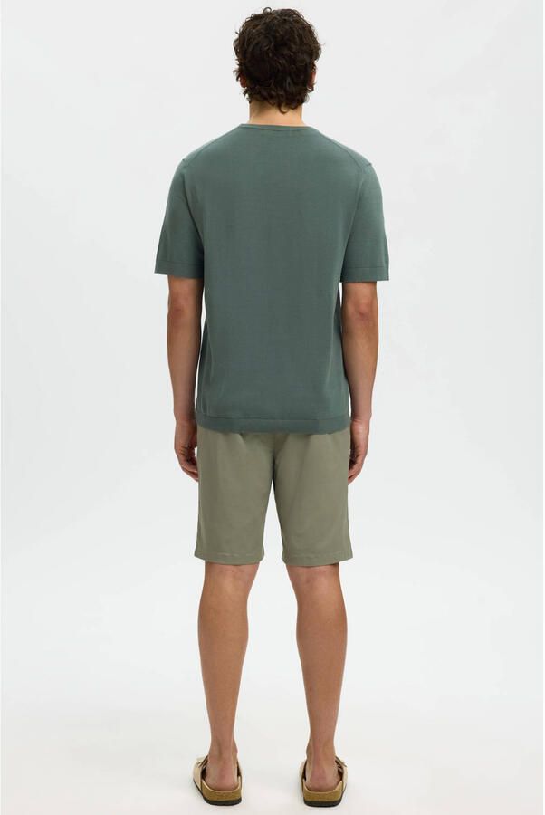SELECTED MEN Heren Polo's & T-shirts Slhtorino Ss Knit Crew Neck Noos Donkergroen - Foto 6