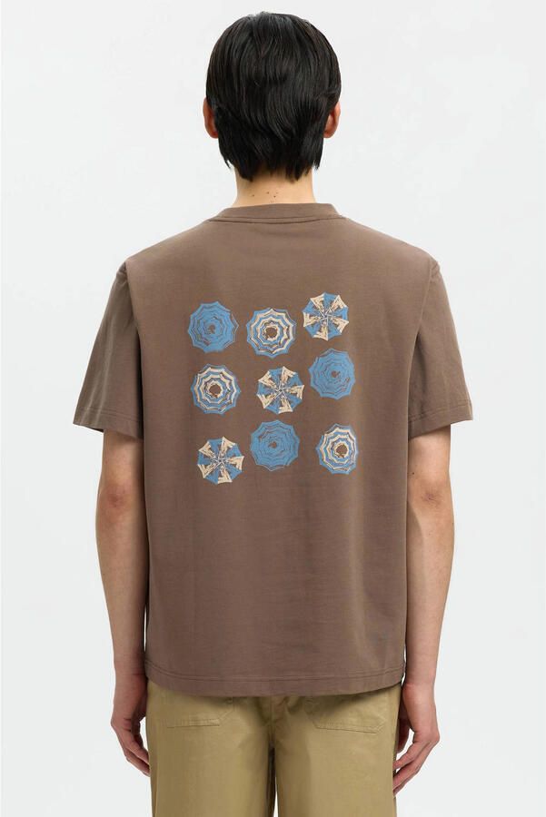 SELECTED MEN Heren Polo's & T-shirts Slhmax Graphic Ss O-neck Tee Bruin - Foto 6