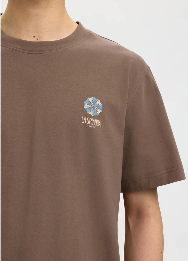 SELECTED MEN Heren Polo's & T-shirts Slhmax Graphic Ss O-neck Tee Bruin - Foto 5