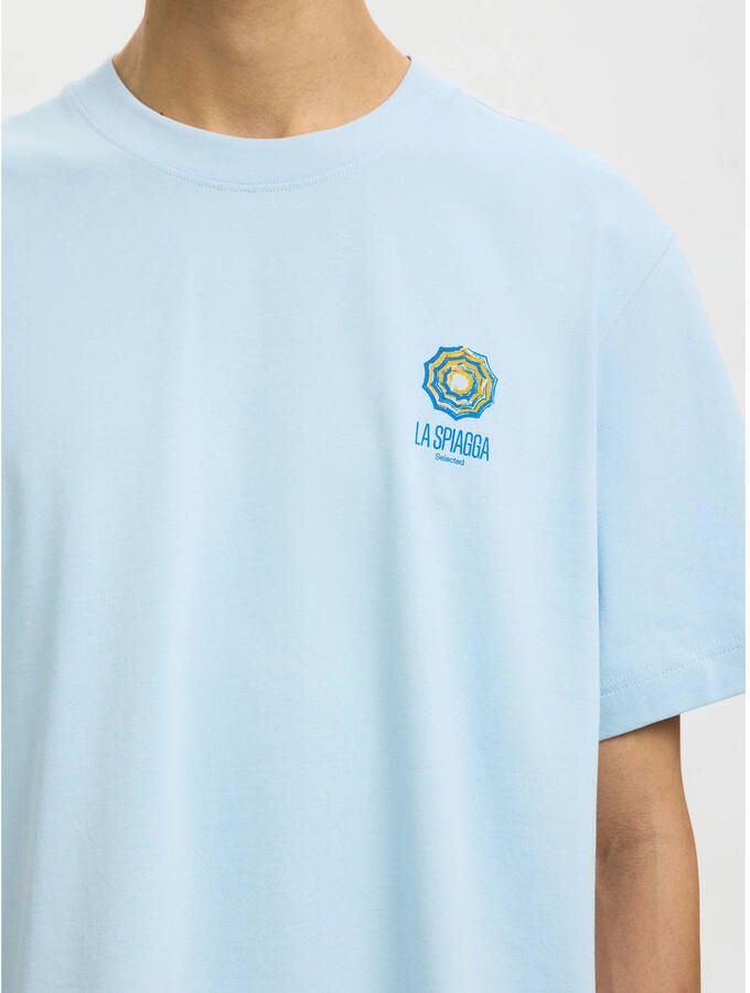 SELECTED MEN Heren Polo's & T-shirts Slhmax Graphic Ss O-neck Tee Lichtblauw - Foto 6