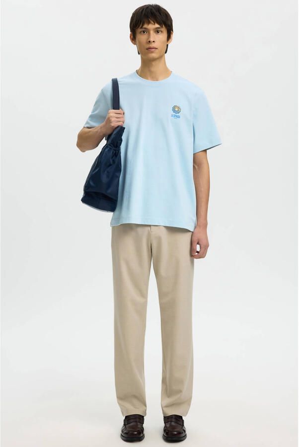 SELECTED MEN Heren Polo's & T-shirts Slhmax Graphic Ss O-neck Tee Lichtblauw - Foto 7