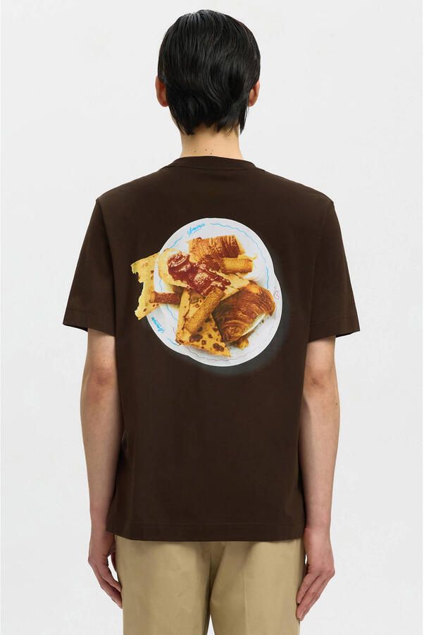 Selected regular T-shirt met backprint zwart - Foto 2