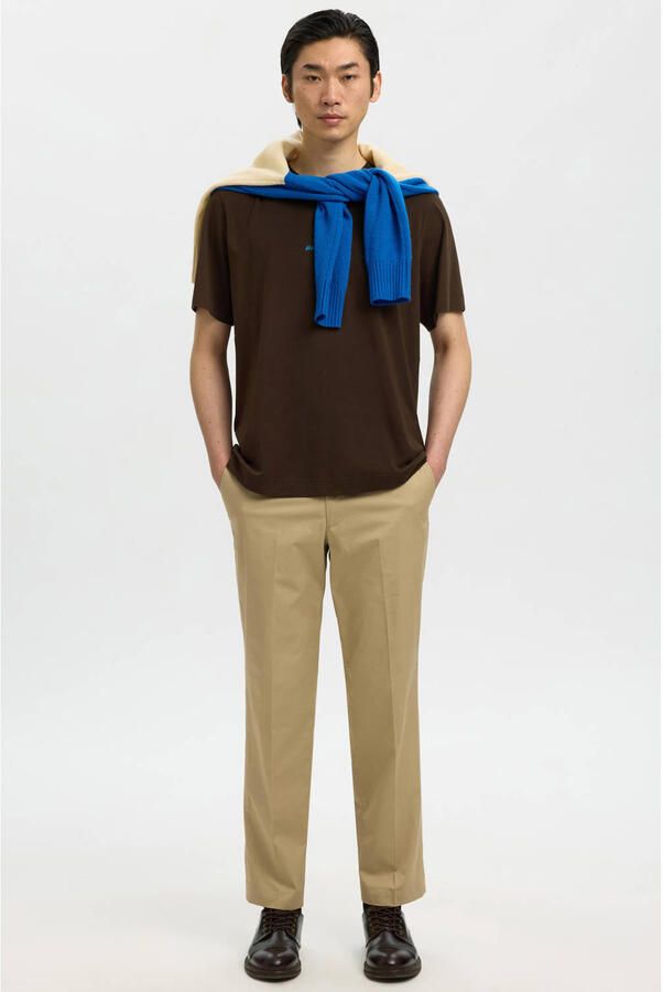 Selected regular T-shirt met backprint zwart - Foto 3
