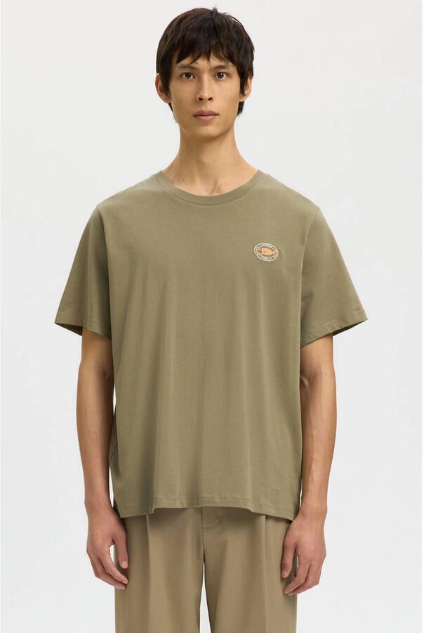 Selected regular T-shirt olijfgroen