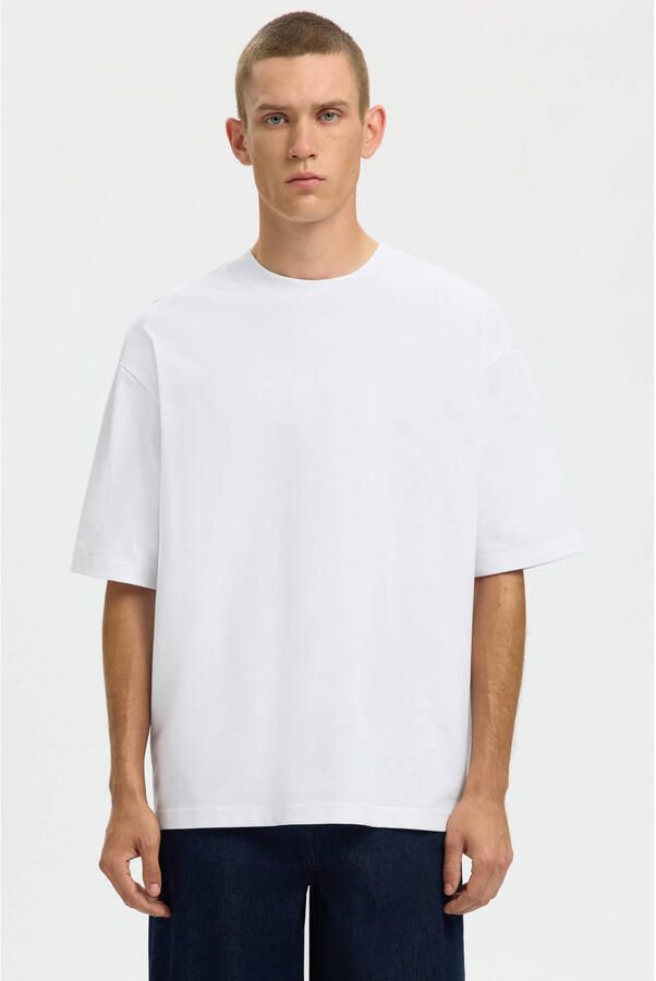 SELECTED MEN Heren Polo's & T-shirts Slhrelaxaspen 2-ply Ss O-neck Noos Wit - Foto 5