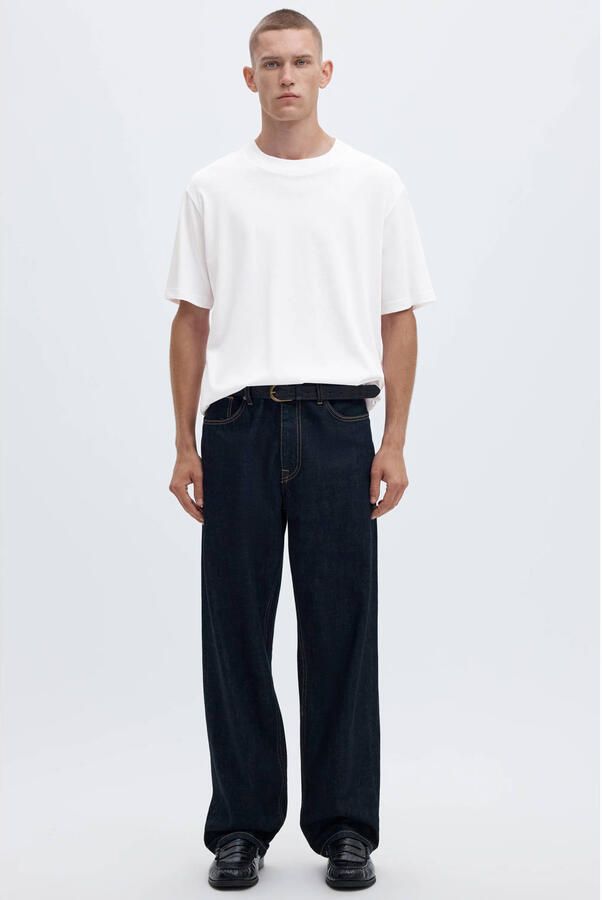 Selected Homme Geribbelde Ronde Hals Korte Mouw T-shirt White Heren - Foto 2