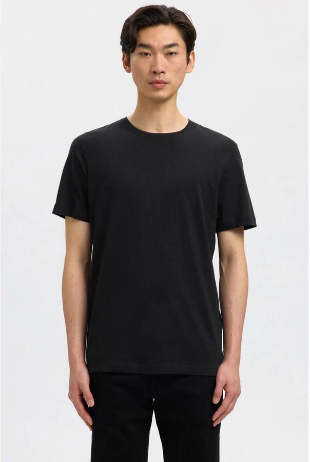 Selected Homme Regular fit T-shirt van puur katoen in een set van 3 stuks