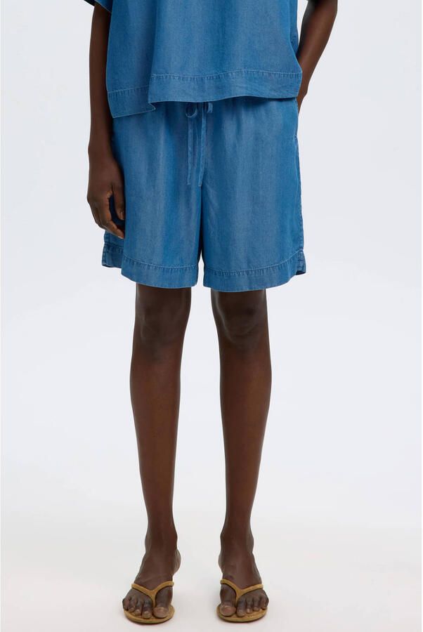 SELECTED WOMEN Dames Broeken Slfjanna Mw Elastic String Shorts Blauw - Foto 5