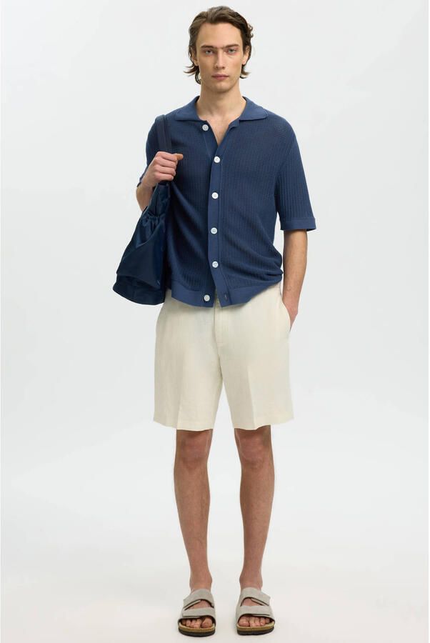 Selected relaxed casual overhemd gebreid blauw - Foto 2