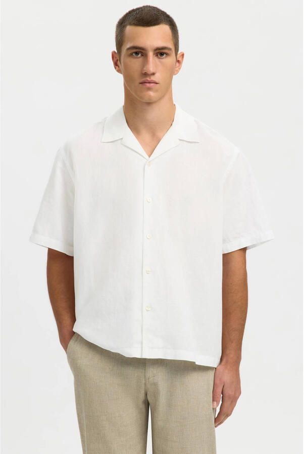 Selected Homme relaxed fit vrijetijdsoverhemd van mix van katoen en linnen model 'RLXCLAY'