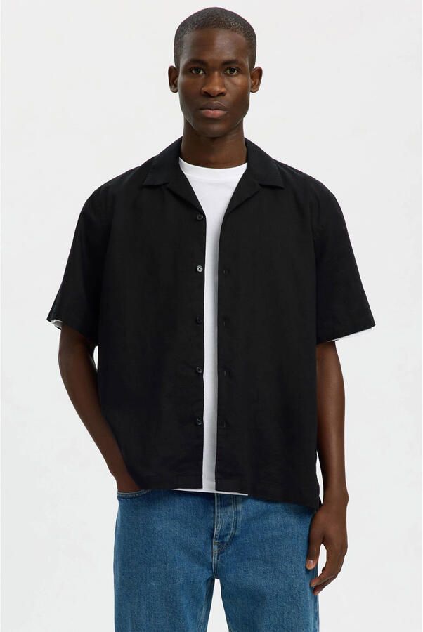 Selected Homme relaxed fit vrijetijdsoverhemd van mix van katoen en linnen model 'RLXCLAY'
