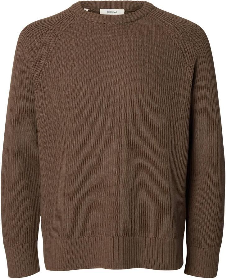 SELECTED MEN Heren Truien & Vesten Slmbraun Knit Rib Crew Neck Noos Bruin - Foto 5