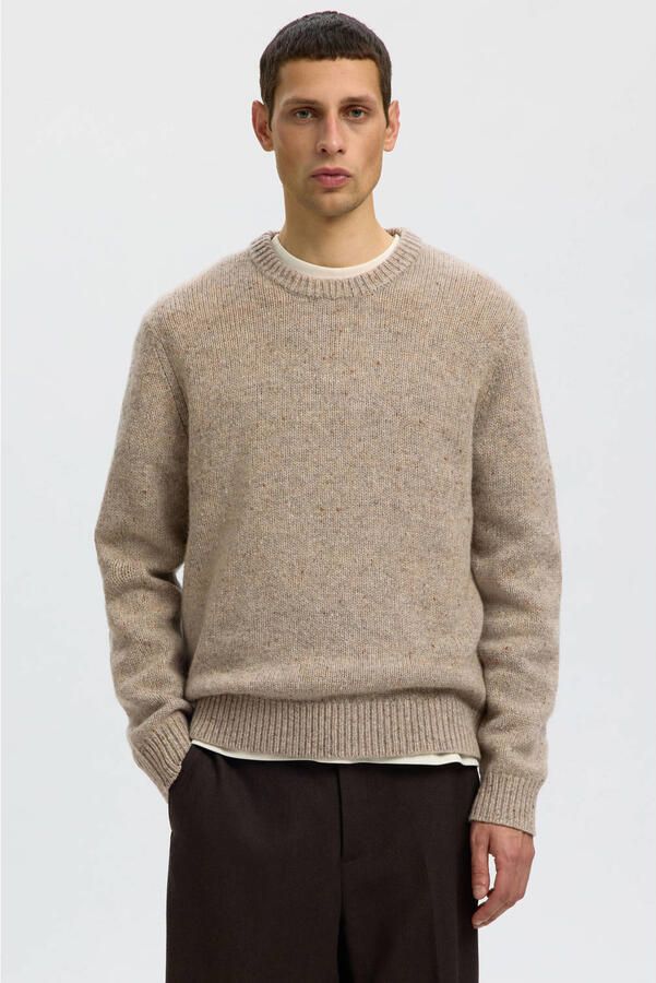 SELECTED MEN Heren Truien & Vesten Slhcody Ls Knit Crew Neck Beige - Foto 5