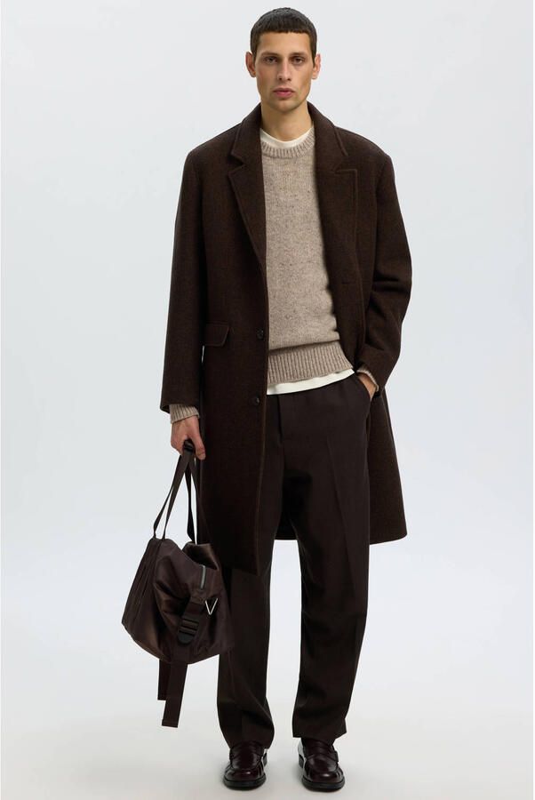 SELECTED MEN Heren Truien & Vesten Slhcody Ls Knit Crew Neck Beige - Foto 6