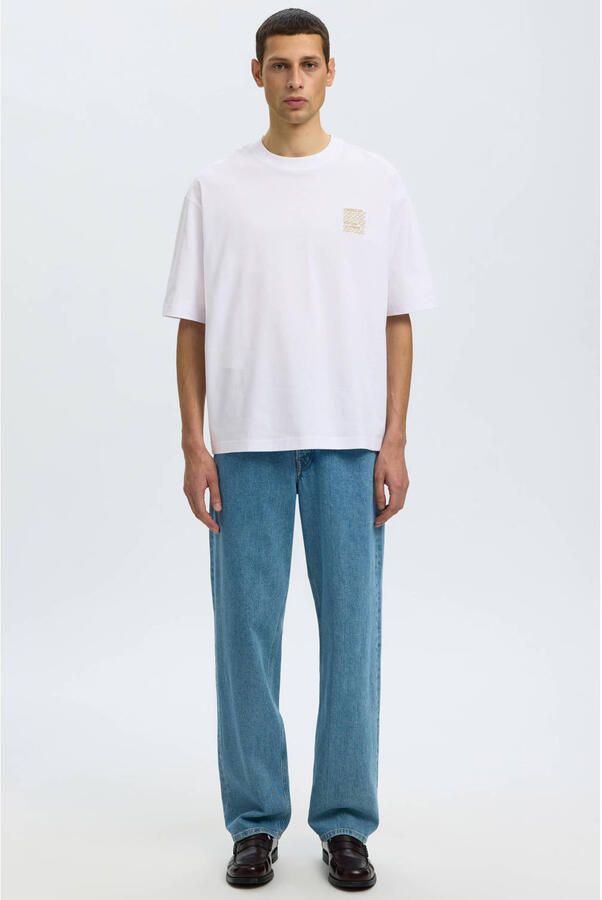Selected relaxed fit T-shirt met borduursels wit - Foto 2