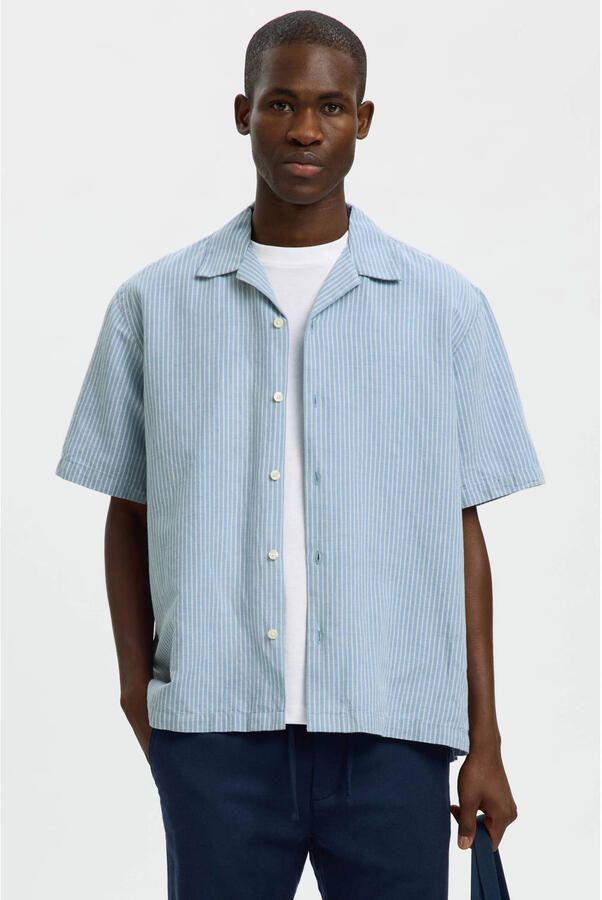 Selected Homme relaxed fit vrijetijdsoverhemd van mix van katoen en linnen model 'RLXCLAY'